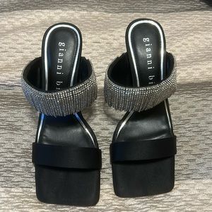 Gianni Bini Satin/Rhinestone Open Toe Heels